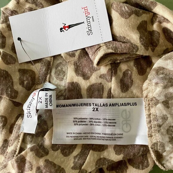 Skinnygirl Jeans Safari Abstract Cheetah Print Sleeveless Top 2X NEW NWT - Picture 8 of 10